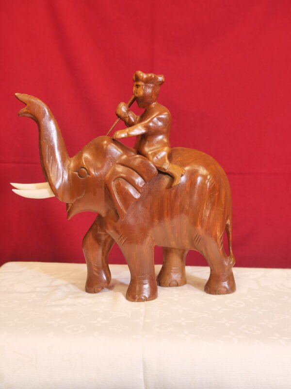 Maharaja Controlling Elephant – Rosewood Sculpture