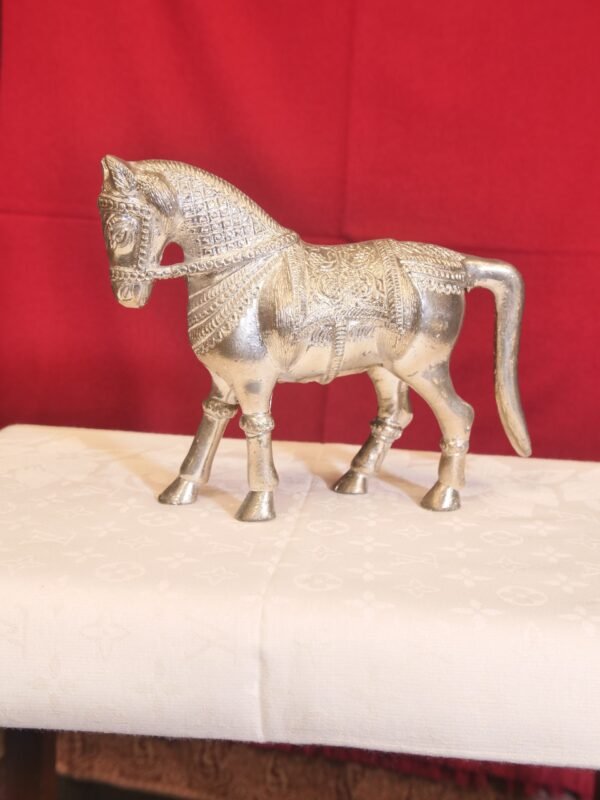 Arabic Horse – Silver-Plated Metal Sculpture