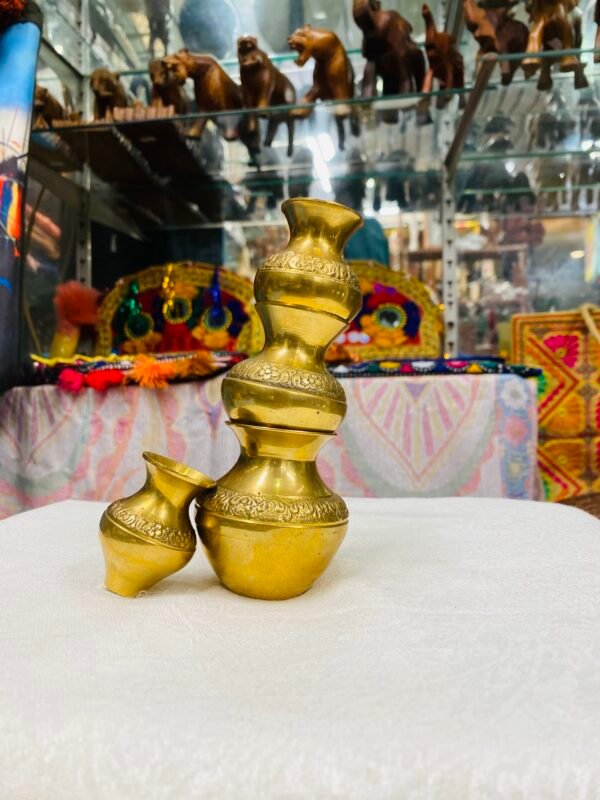 Brass Golden Matka Set of 4 – Decorative Miniatures