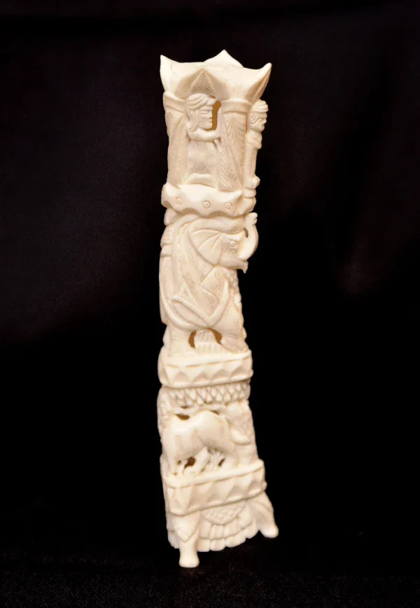 Handmade Camel Bone King & Queen on Elephant Figurine