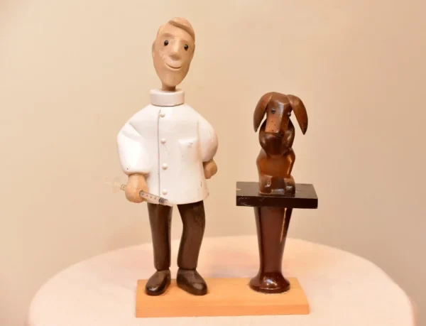 Vet Doctor and Dog Wooden Character